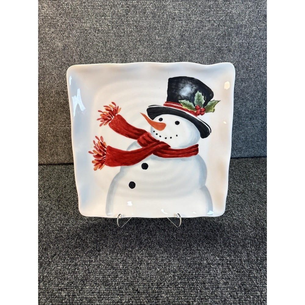 Maxcera~Toile‎ Snowman Top Hat Plate/Platter~11"~Retired
